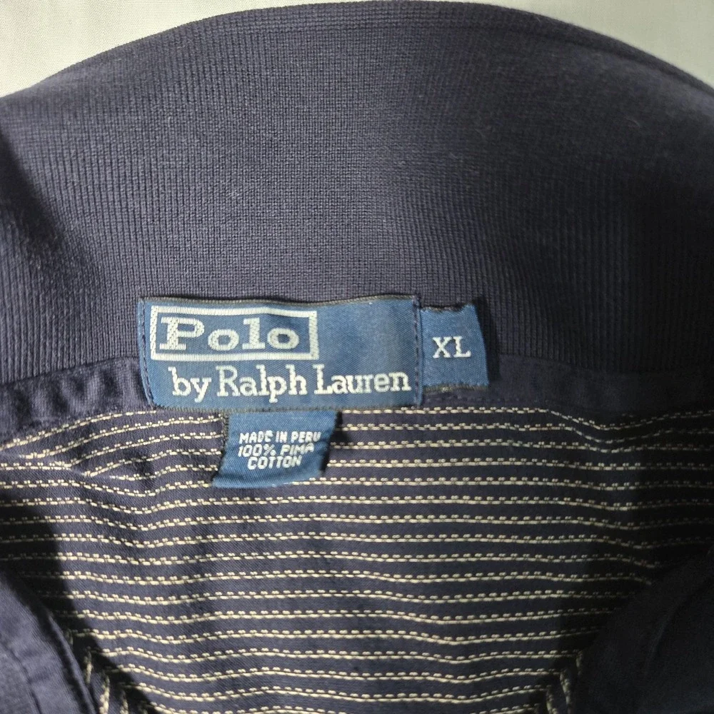 Polo By Ralph Lauren Shirt Men XL‎ Navy Long Sleeve Pima Cotton Pony